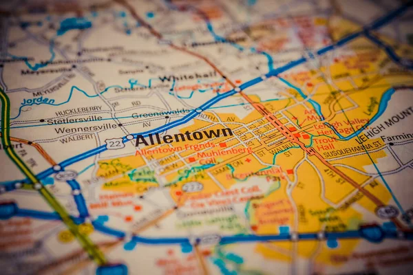 Allentown Auf Der Usa Reisekarte — Stockfoto