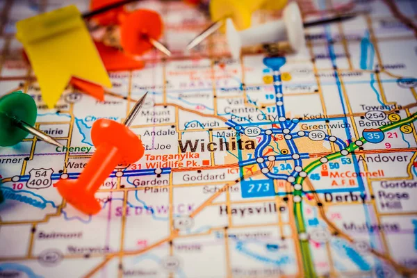 Wichita Usa Mapa Fondo Viaje — Foto de Stock