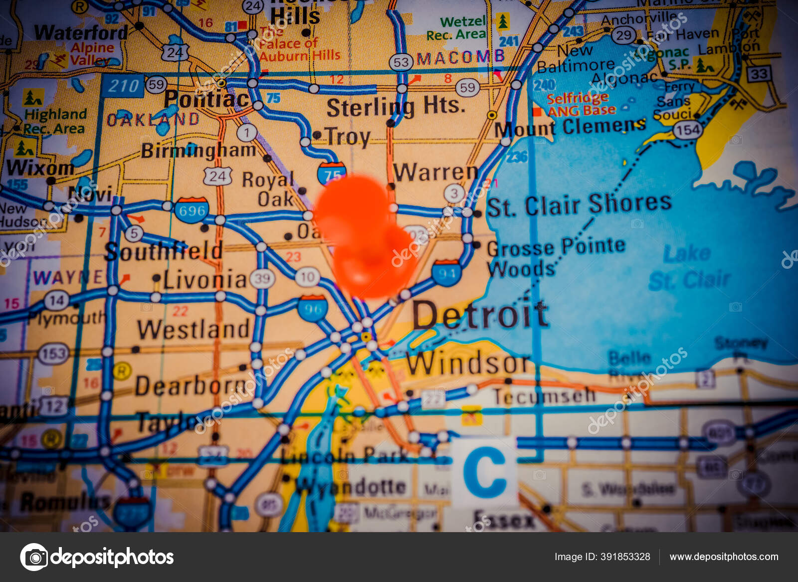 Detroit Usa Map Travel Background Stock Photo by ©aallm 391853328