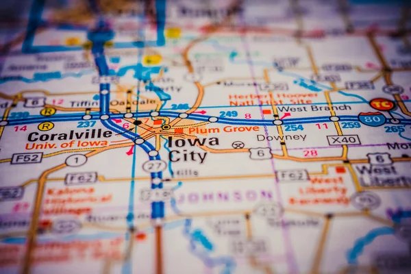 Iowa Ciudad Mapa Viaje Fondo —  Fotos de Stock