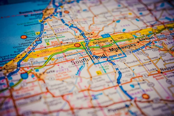 South Bend Pozadí Cestovní Mapy Usa — Stock fotografie