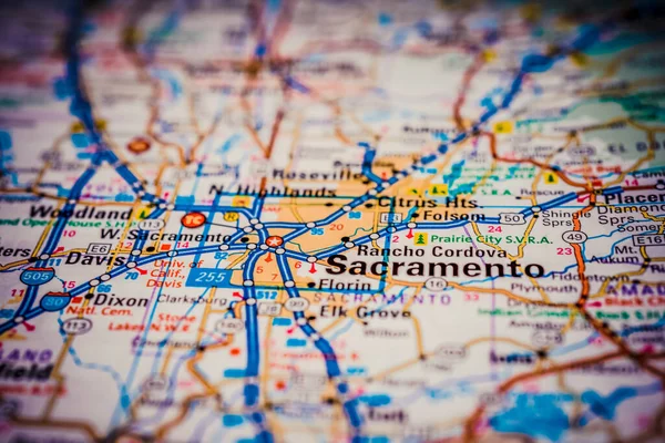 Mapa Sacramento Eua Atlas Travel Background — Fotografia de Stock