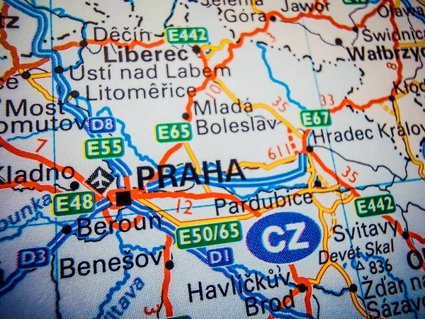Praha Mapa Europa — Fotografia de Stock