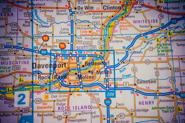 ダベンポートオンUsa旅行地図背景 — ストック写真