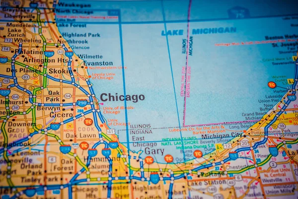 Chicago Verenigde Staten Reis Kaart Achtergrond — Stockfoto