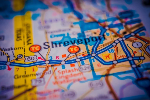 Shreveport Auf Der Usa Landkarte Hintergrund — Stockfoto