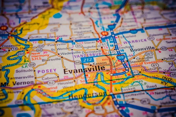アメリカのエバンズビル地図旅行の背景 — ストック写真