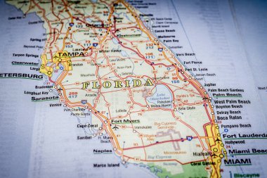 Florida state on USA map background clipart