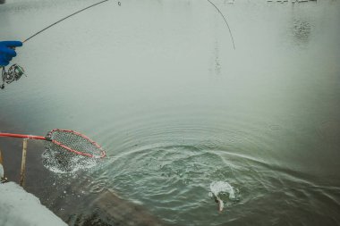 Gölde alabalık avı