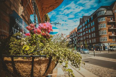 Kopenhag, Danimarka - 15 Temmuz 2019. Kopenhag sokakları, Danimarka