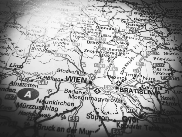 Wien Road Map Europe — Stock Photo, Image