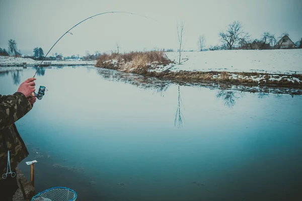 Pesca Truta Lago — Fotografia de Stock