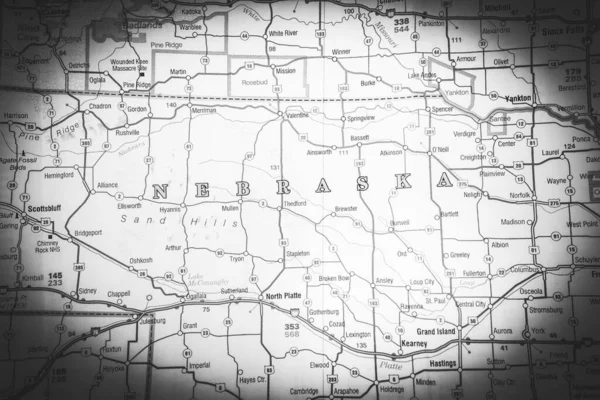 Haritada Nebraska Durumu — Stok fotoğraf