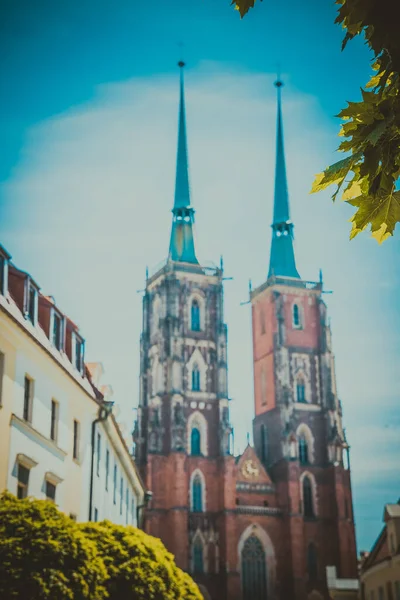 Чудові Церкви Вроцлава Подорож Європою — стокове фото