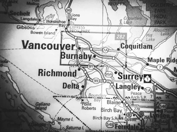 Vancouver Canadá Mapa — Foto de Stock