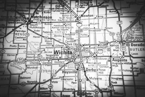 Wichita Stati Uniti America Mappa Sullo Sfondo — Foto Stock
