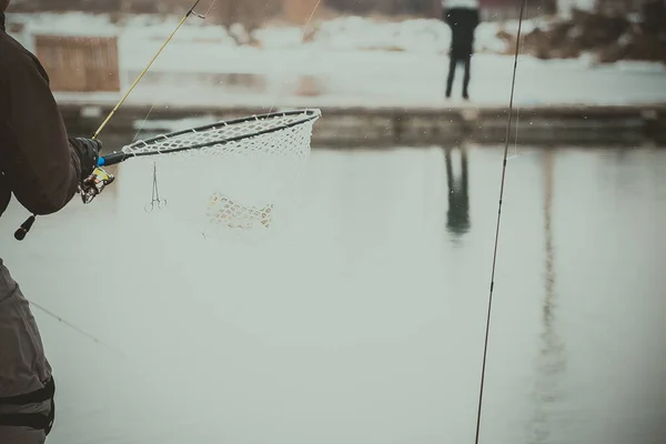 Fond Pêche Lac Truite — Photo