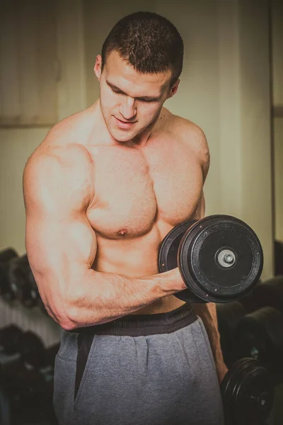 Man Trains Gym Fitness Sport Health — Stock Photo, Image