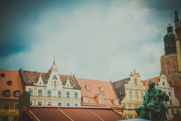 Prachtige Marktplein Wroclaw Mooie Oude Huizen — Stockfoto