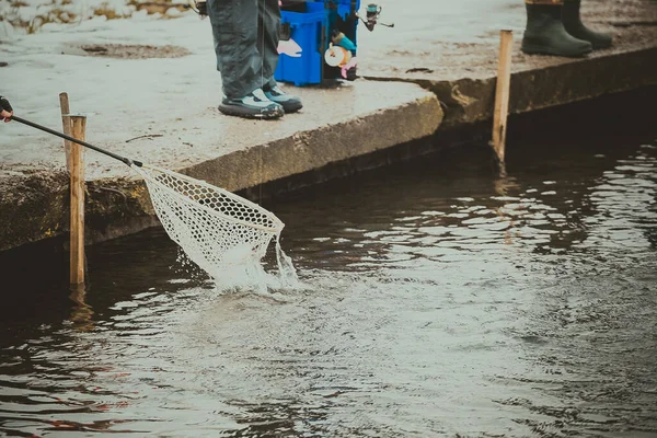 Fundo Pesca Lago Truta — Fotografia de Stock