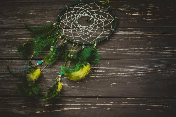 Dream Catcher Wooden Background — Stock Photo, Image