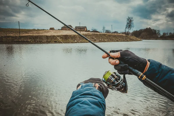 Pêche Truite Sur Lac — Photo