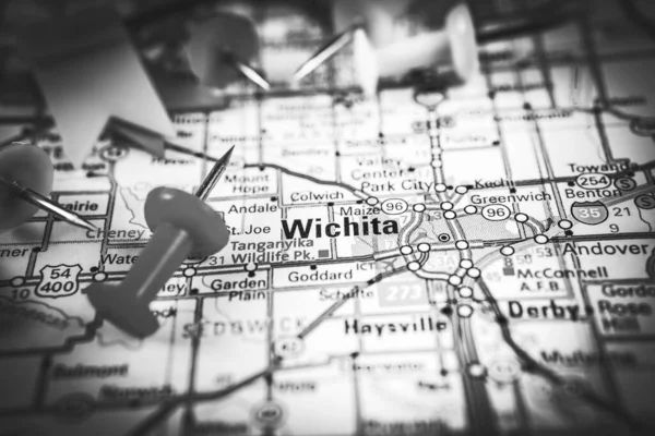 Wichita Eua Mapa Viagem Fundo — Fotografia de Stock