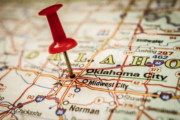 Oklahoma on USA map travel background