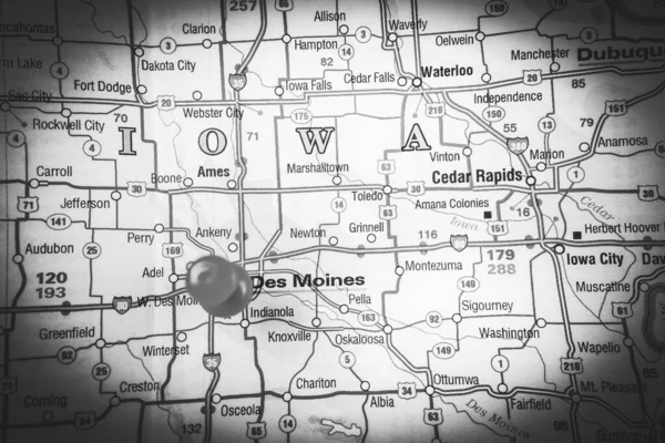 Des Moines Map — Stock Photo, Image