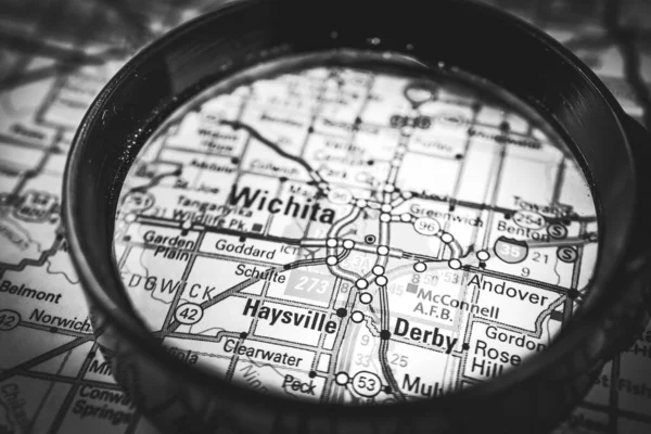 Wichita Usa Map Travel Background — стокове фото