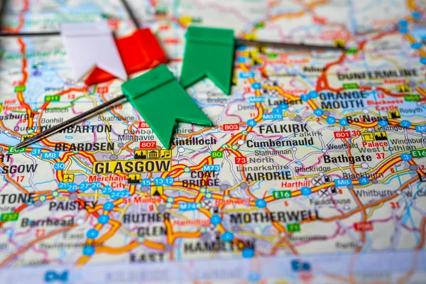 Glasgow capital of Scotland on a map