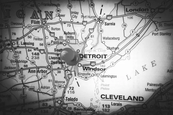 Detroit Mapě Usa — Stock fotografie