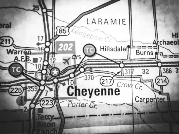 Cheyenne Estados Unidos Mapa —  Fotos de Stock