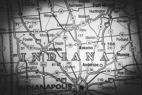 Indiana Usa Mapa Pozadí — Stock fotografie