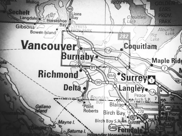 Vancouver Sulla Mappa Canada — Foto Stock