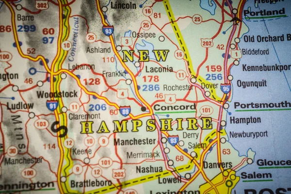 Nova Hampshire Mapa Dos Eua — Fotografia de Stock