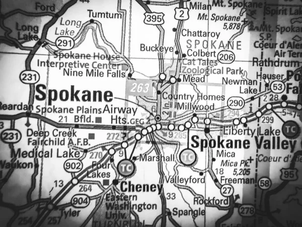 Spokane Mapie Usa — Zdjęcie stockowe