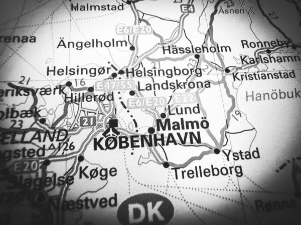 Kobenhavn Sur Une Feuille Route Europe — Photo