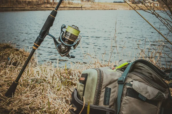 Pesca Ricreazione All Aperto Sfondo Lago — Foto Stock