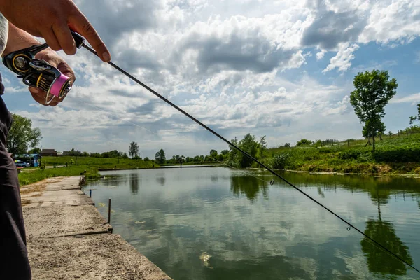 Pêche Sur Lac Contexte Pêche — Photo