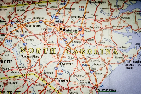 Carolina Norte Mapa Fundo Viagem — Fotografia de Stock