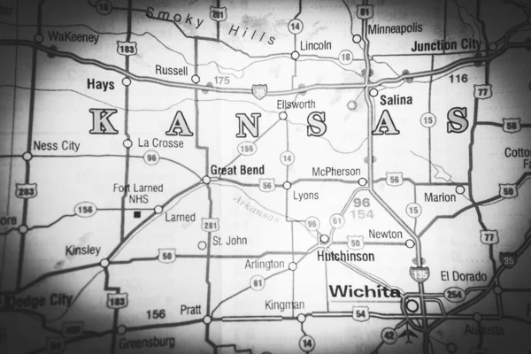 Kansas Eua Mapa Fundo — Fotografia de Stock