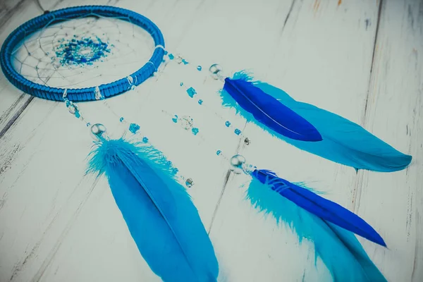 Dream Catcher Wooden Background — Stock Photo, Image