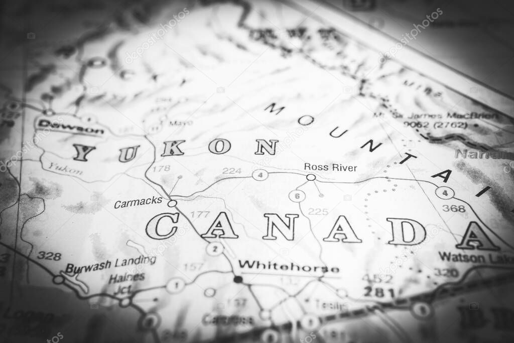 Yukon on Canada map background