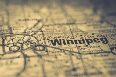 Winnipeg on Canada travel map clipart