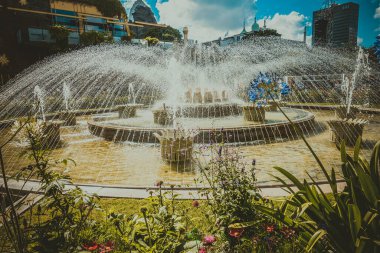 Kopenhag 'daki güzel park ve bahçe. Çekim