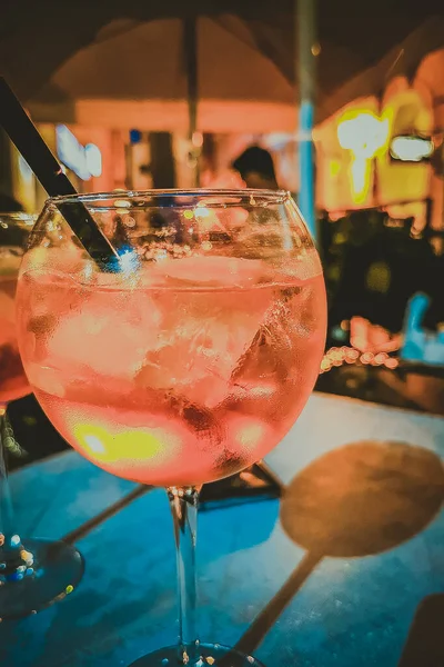 Cocktail Aperol Dans Café Ville Soir — Photo