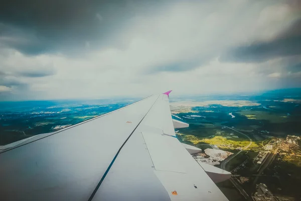 Vista Desde Ventana Del Avión Ala —  Fotos de Stock