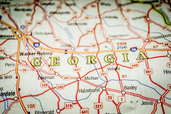 美国地图背景上的佐治亚州 — 图库照片
