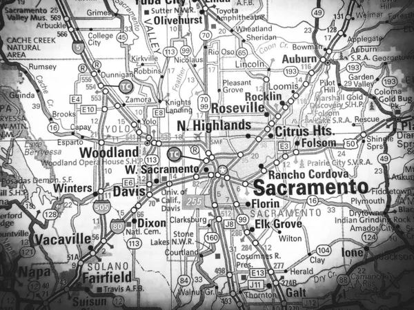 Sacramento Usa Térképen — Stock Fotó